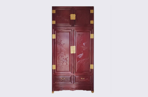 涪陵高端中式家居装修深红色纯实木衣柜