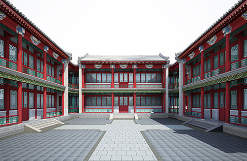 涪陵北京四合院设计古建筑鸟瞰图展示
