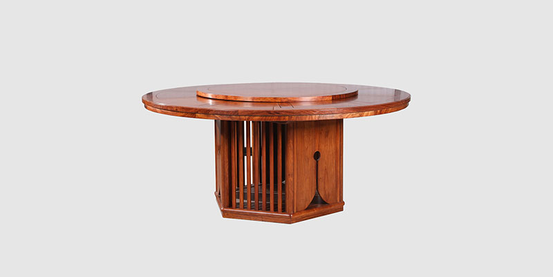 涪陵中式餐厅装修天地圆台餐桌红木家具效果图