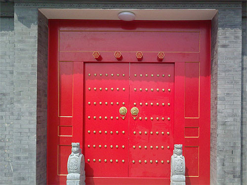 涪陵中国传统四合院系列朱红色中式木制大门木作