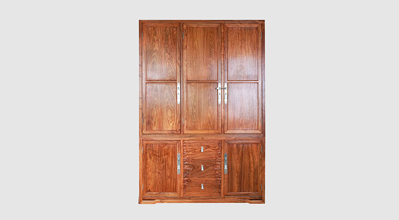涪陵中式实木三门衣柜家具效果图